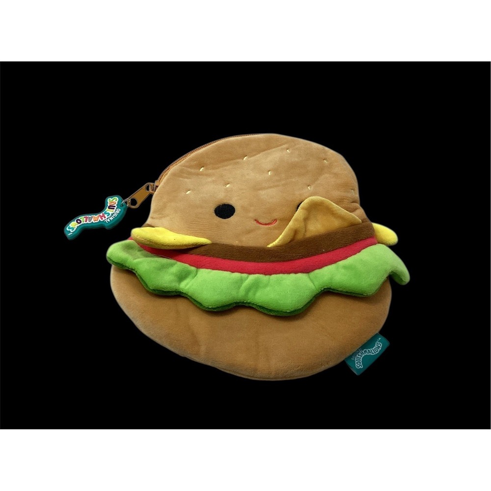 Squishmallows Hamburger Plush Purse Pouch Bag